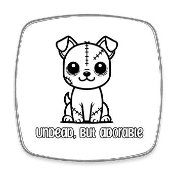 Zombie Puppy - Undead but adorable design - Square fridge magnet - white - Front