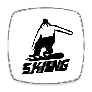 Ski Snowboard - Magnet carré - blanc - Devant
