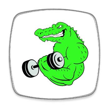 fitness crocodile 02 - Viereckiger Kühlschrankmagnet - Weiß - Vorne
