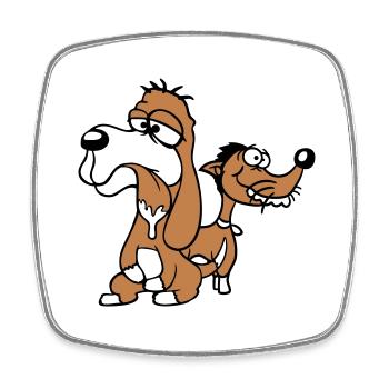 2 chiens équipe stupide deux amis équipage malheureux - Magnet carré - blanc - Devant