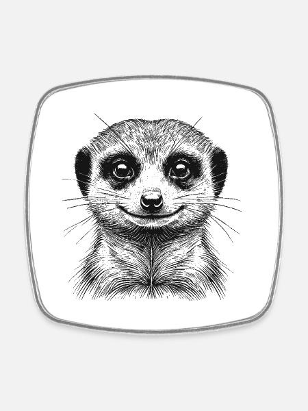 Erdmännchen - Viereckiger Kühlschrankmagnet - Weiß