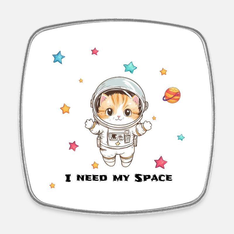 Space Kitty Adventure - Square fridge magnet - white