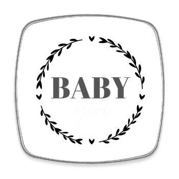baby girl - Kreis verspielt (Herzen und Blätter) - Viereckiger Kühlschrankmagnet - Weiß - Vorne