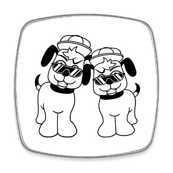 2 DJ chiens lunettes de soleil adolescent casquette casquette équipe - Magnet carré - blanc - Devant