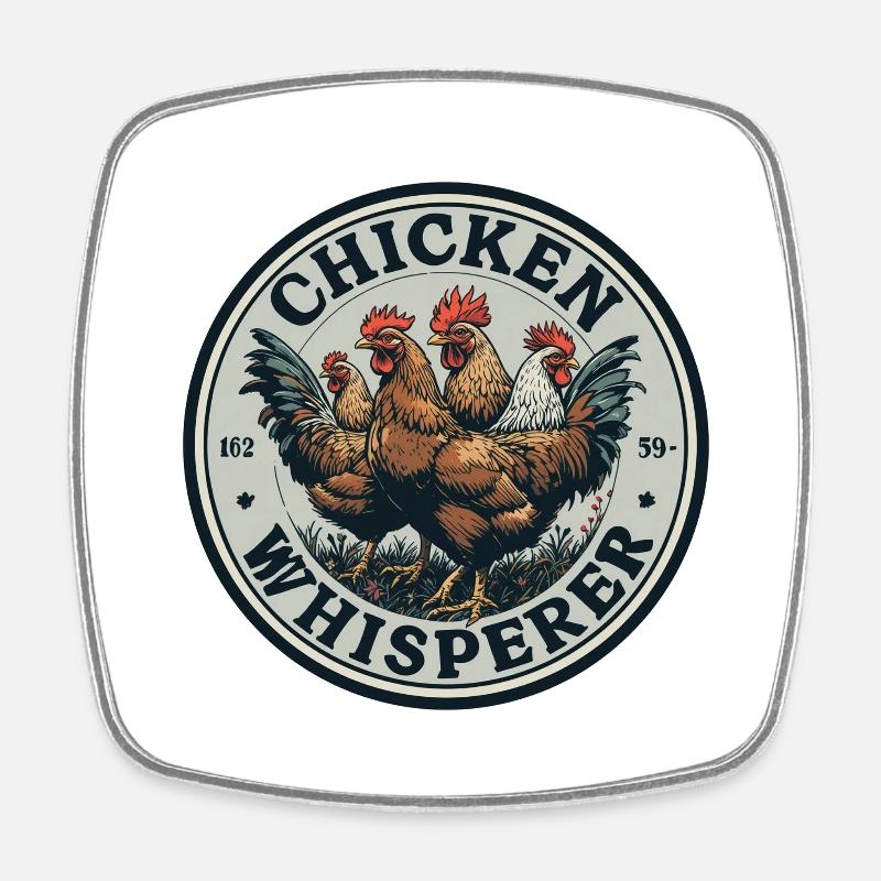 Hühnerflüsterer - chicken whisperer 090434 - Square fridge magnet - white