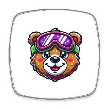 Bear Comic Ski Goggles - Square fridge magnet - white - Front