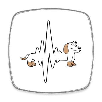 Hund Langer Dackel Puls Herzschlag Frequenz Lustig - Viereckiger Kühlschrankmagnet - Weiß - Vorne