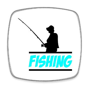 fishing 02 - Viereckiger Kühlschrankmagnet - Weiß - Vorne