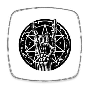 Knochenhand mit Pentagramm macht devil horns - Viereckiger Kühlschrankmagnet - Weiß - Vorne