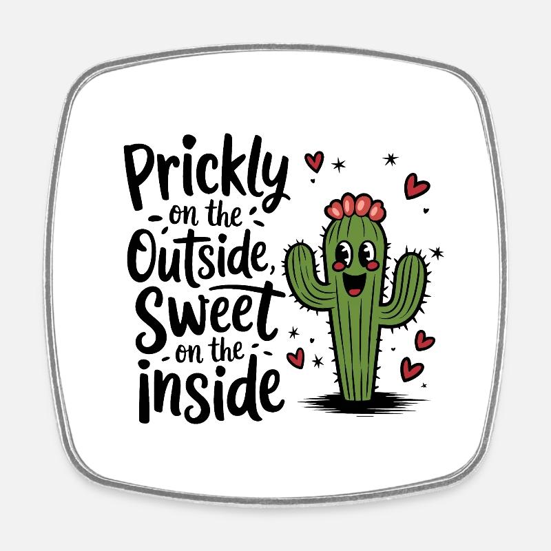 Cactus doux - Magnet carré - blanc