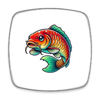 Fisch Karpfen - Viereckiger Kühlschrankmagnet - Weiß - Vorne