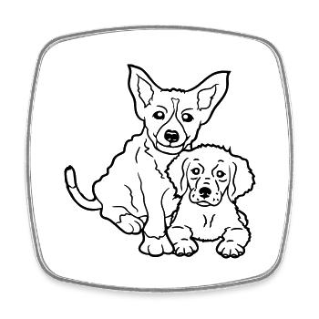 2 dogs team two friends crew happy brothers - Square fridge magnet - white - Front