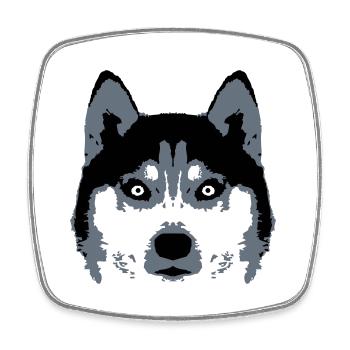 Hund Weißer Husky Gesicht Kopf Schöne Rasse Cool - Viereckiger Kühlschrankmagnet - Weiß - Vorne