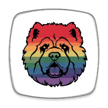 Regenbogen-Chow-Chow - Viereckiger Kühlschrankmagnet - Weiß - Vorne