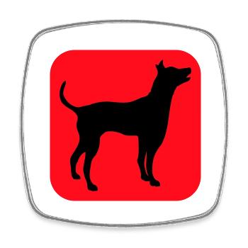 Dog Silhouette Symbol Button Logo Square Cool - Square fridge magnet - white - Front