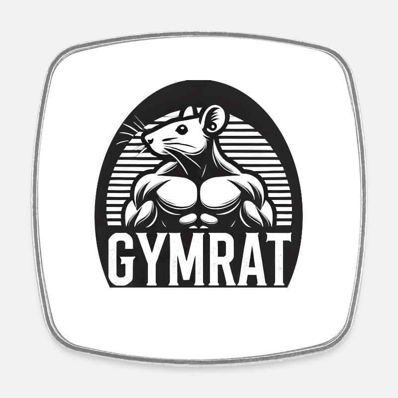 GymRat Logo - Square fridge magnet - white