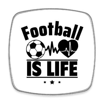 football, c’est la vie,Football,J’aime,Fussball - Magnet carré - blanc - Devant