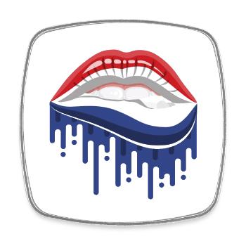 Lèvres de dessin animé aux couleurs des Pays-Bas - Magnet carré - blanc - Devant