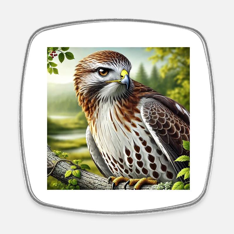 Hawk - Square fridge magnet - white