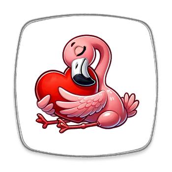 Flamingo Love Saint-Valentin Romance in Love - Magnet carré - blanc - Devant