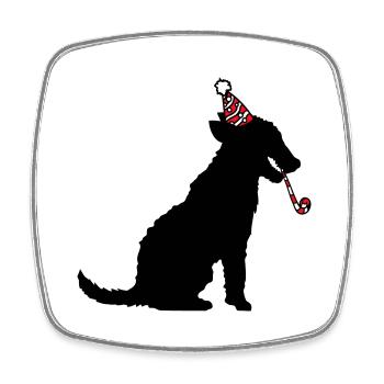 Hund Geburtstag Silvester Party Hut Feiern Tröte - Viereckiger Kühlschrankmagnet - Weiß - Vorne