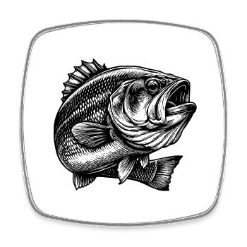 Bass Fishing - Viereckiger Kühlschrankmagnet - Weiß - Vorne