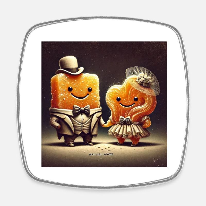 Mr. and Mrs. 1 - Square fridge magnet - white