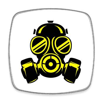 Gas mask - Square fridge magnet - white - Front
