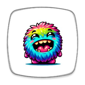 Petit monstre mignon - Magnet carré - blanc - Devant