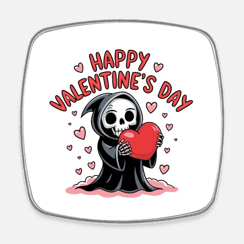 mignon faucheuse avec un coeur- Saint Valentin - Magnet carré - blanc