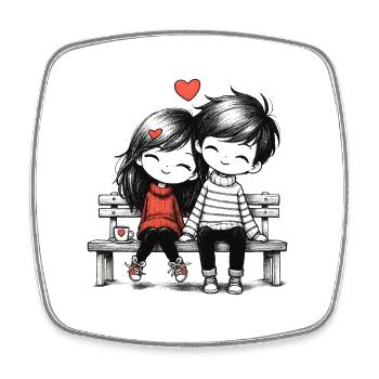 Couple mignon d’amoureux - Magnet carré - blanc - Devant