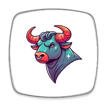 stier cartoon - Viereckiger Kühlschrankmagnet - Weiß - Vorne