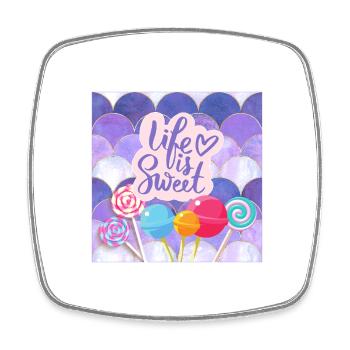 Life Is Sweet - Colourful Candy Lollipop Design - Square fridge magnet - white - Front