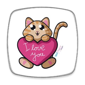 I love You Cat - Viereckiger Kühlschrankmagnet - Weiß - Vorne