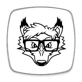 Fox Nerd Lunettes à monture en corne Geek Smart Intelligent Cool - Magnet carré - blanc - Devant