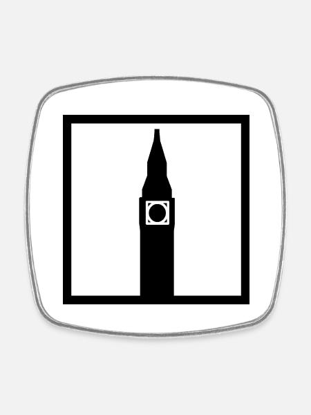 Big Ben London - Viereckiger Kühlschrankmagnet - Weiß