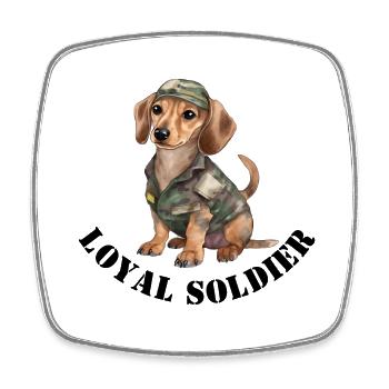 Hund als Soldat - Viereckiger Kühlschrankmagnet - Weiß - Vorne