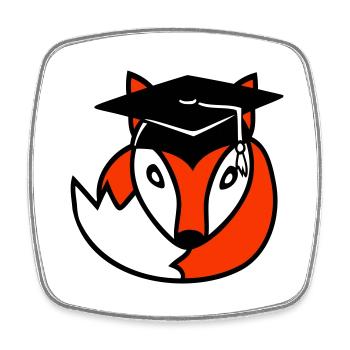 Fox High School Graduation Certificats de fin d’études Chapeau de collège - Magnet carré - blanc - Devant