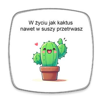 cactus - Square fridge magnet - white - Front