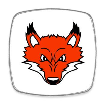 Renard, Mauvais œil, Dangereux, Renard roux, Animal sauvage - Magnet carré - blanc - Devant