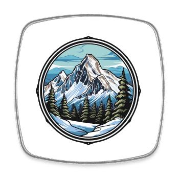 Piste de ski de montagne - Magnet carré - blanc - Devant