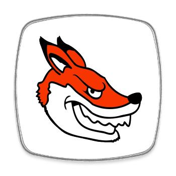 Renard, Mauvais œil, Dangereux, Renard roux, Animal sauvage - Magnet carré - blanc - Devant