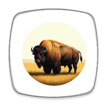 Bison dans la prairie - Magnet carré - blanc - Devant