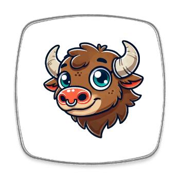 bison stier - Viereckiger Kühlschrankmagnet - Weiß - Vorne