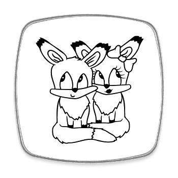 2 Foxes Couple In Love Two Friends Love Team Cute - Square fridge magnet - white - Front