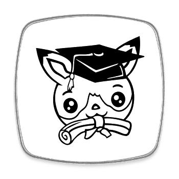 Fox High School Graduation Certificats de fin d’études Chapeau de collège - Magnet carré - blanc - Devant
