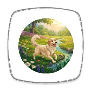 Golden Retriever in der Natur - Viereckiger Kühlschrankmagnet - Weiß - Vorne