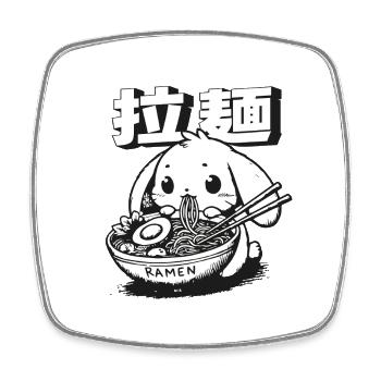 Cute Ramen Bunny Merch - Square fridge magnet - white - Front