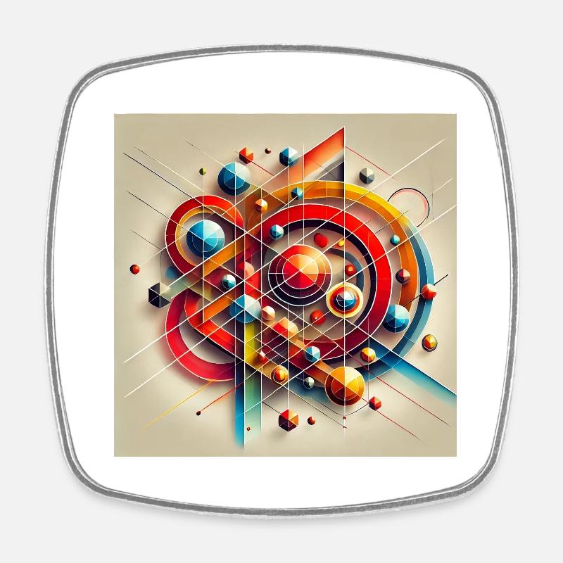 Colour explosion of shapes - Square fridge magnet - white
