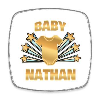Nathan as a birth - Square fridge magnet - white - Front
